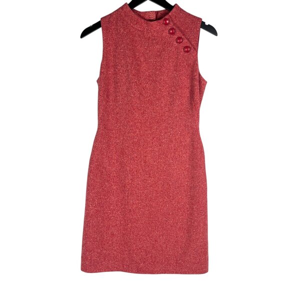 Hobbs London Sleeveless Wool Silk Blend Tweed Shift Dress in Red Size UK 8 US 4 - Picture 1 of 10